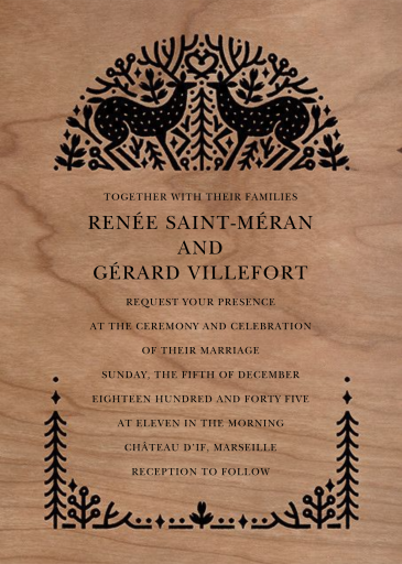 Rustic Deer Couple on Wood Invitation
