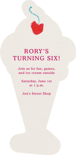 Drawn Ice Cream Sundae Invitation - Back