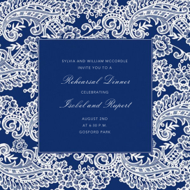 Filigree Lace (Square) - Rehearsal Dinner Invitation by Oscar de la Renta