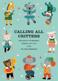 Critter Crew - Birthday Invitation by Petit Collage