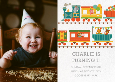 Circus Choo-Choo Photo - First Birthday Invitation by Petit Collage