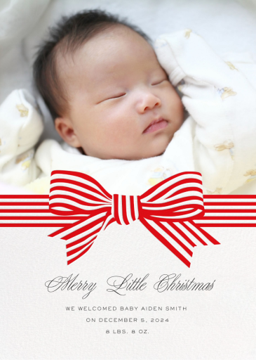 Striped Bow (Photo) - Birth Announcement by Cheree Berry Paper & Design