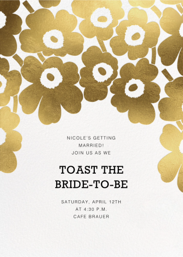 Gold Unikko - Bridal Shower Invitation by Marimekko