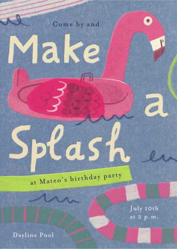 Flamingo Float - Birthday Invitation by Maisy Summer
