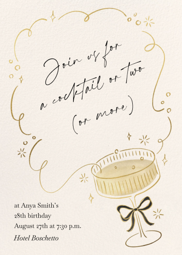 Gold Cocktail Sketch Invitation