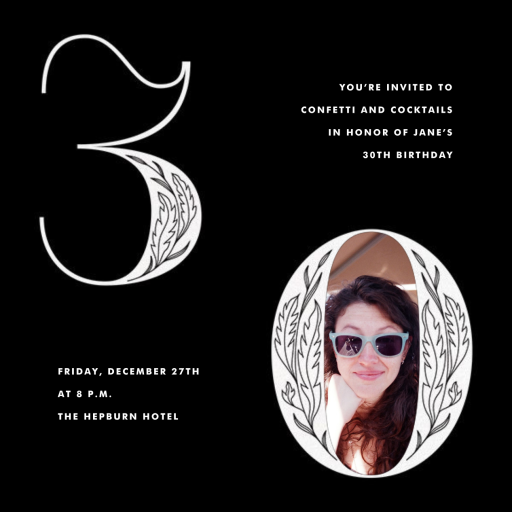 Nouveau Numerals (Photo) - Birthday Invitation by Paperless Post