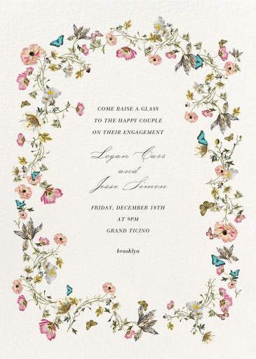 Blue Butterflies - Engagement Party Invitation by  Monique Lhuillier