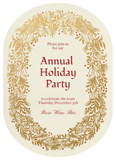 Golden Wreath - Holiday Party Invitation by Paperless Post