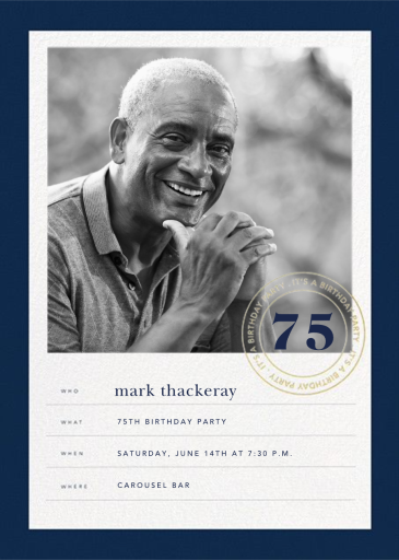 Stamped Birthday - 75th Birthday Invitation by Sugar Paper