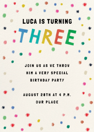 Confetti Dots - Birthday Invitation by Mr. Boddington's Studio