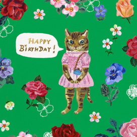 Le Chat (Square) - Birthday Card by Nathalie Lété