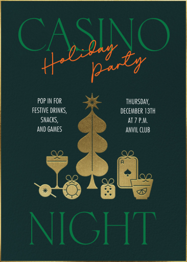 Gold Casino Holiday Invitation