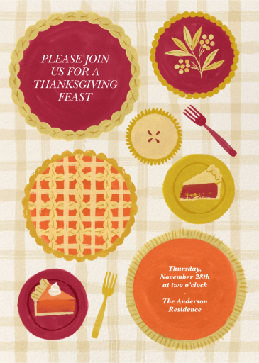 Pie Plates - Thanksgiving Invitation by Paperless Post