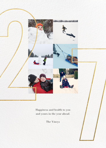 Photo Grid '27 Gold Line Card