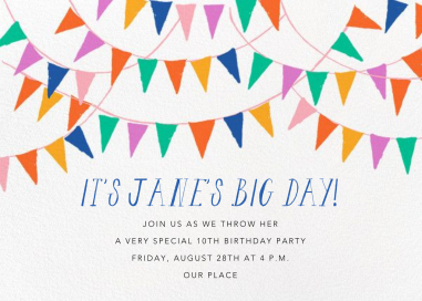 Mind Your Banners - Birthday Invitation by Mr. Boddington's Studio