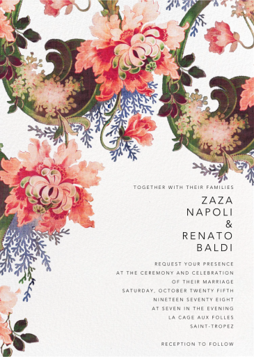 Rose Floral Ikat - Wedding Invitation by Oscar de la Renta