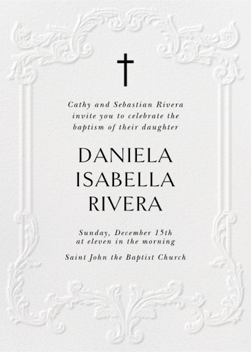 Ornate Embossing - Baptism & Christening Invitation by Inquisited