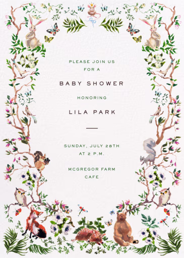 Forest Border (Inslee Fariss) - Baby Shower Invitation by Dogwood Hill