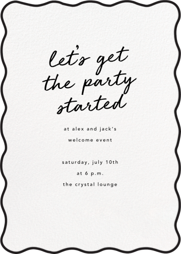 Black Wavy Edge - Welcome Party Invitation by Sugar Paper
