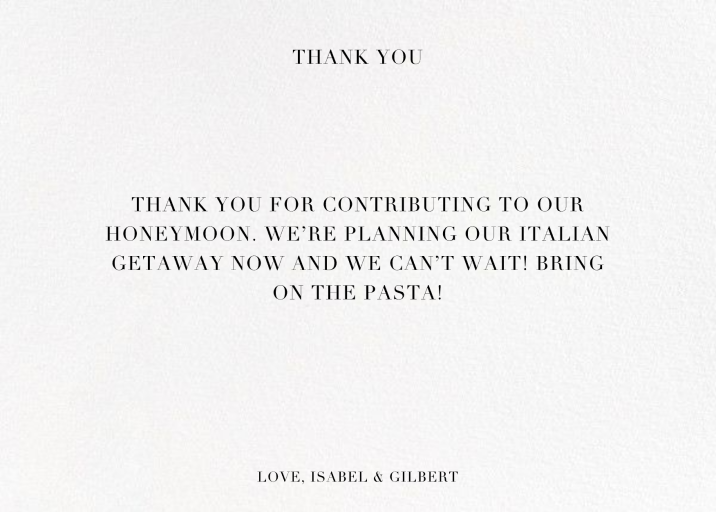 Cherish (Photo Stationery) - Thank You Card by Kelly Wearstler - Back