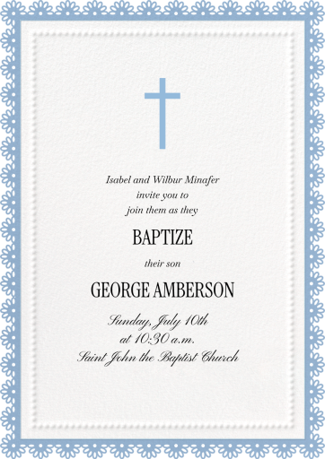 Lace Border - Baptism & Christening Invitation by Paperless Post