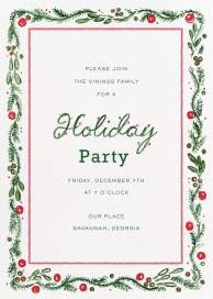Evergreen Holiday Border (Jennifer Ashley) - Holiday Party Invitation by Dogwood Hill