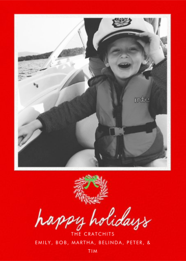 Merry Christmas Wreath Tall - Holiday Card by Linda and Harriett