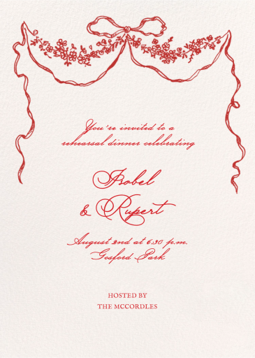 Ribbon Garland - Rehearsal Dinner Invitation by Emilia Wickstead