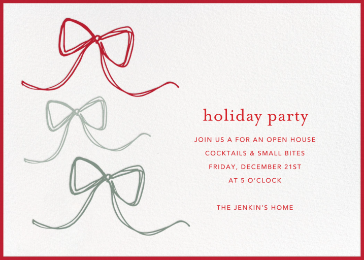 Bow Scribble - Holiday Party Invitation by Sugar Paper