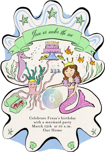 Mermaid Shell - Birthday Invitation by Tamborine Press