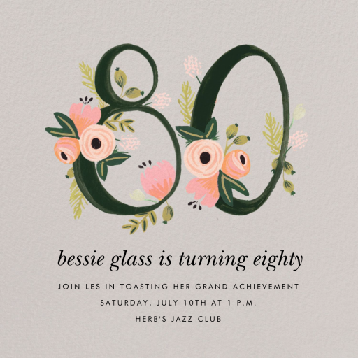 Botanic Numerals - Birthday Invitation by Rifle Paper Co.
