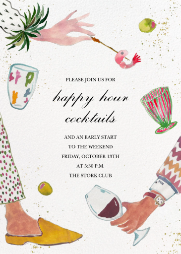 Illustrated Appetizers - Cocktail Party Invitation by Happy Menocal
