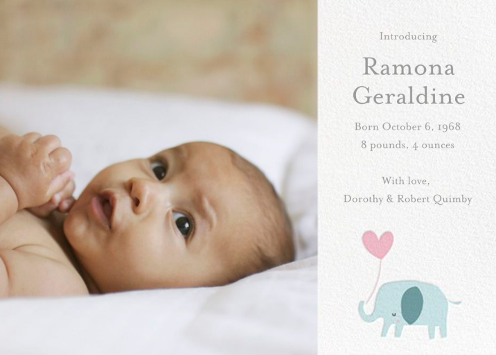 Ellie's Balloon (Photo) - Birth Announcement by Little Cube