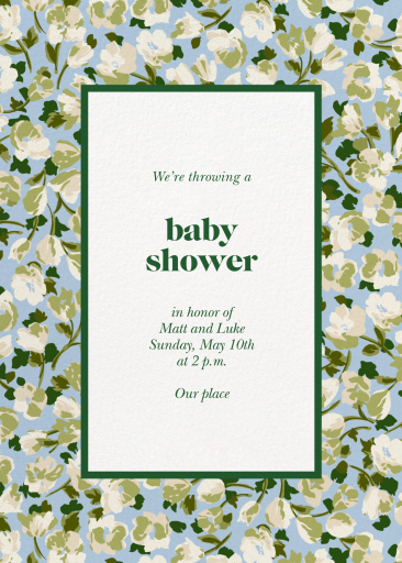 Floral Blue Baby Shower Invitation