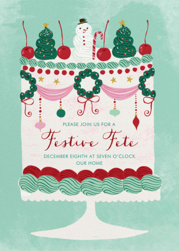 Festive Holiday Cake Invitation