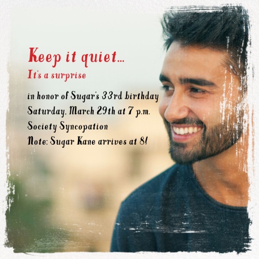 Smudge Border - Surprise Party Invitation by Paperless Post