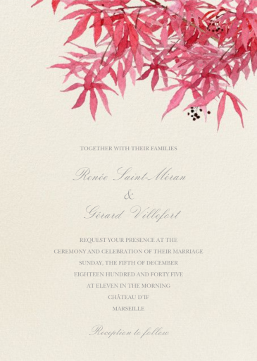 Japanese Maple - Wedding Invitation by Felix Doolittle