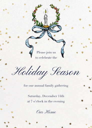 Candle Wreath Holiday Invitation