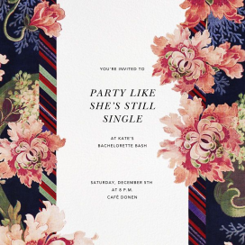 Rose Floral Ikat (Square) - Bachelorette Party Invitation by Oscar de la Renta