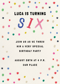 Confetti Dots - Birthday Invitation by Mr. Boddington's Studio