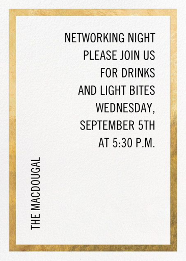 Simple Gold Border - Networking Event Invitation by Paperless Post