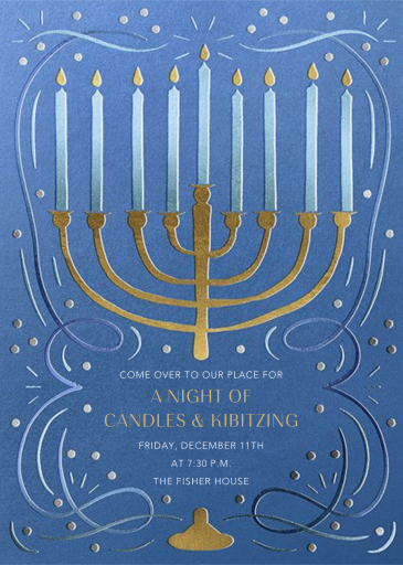 Gold Menorah - Invitation by Paperless Post