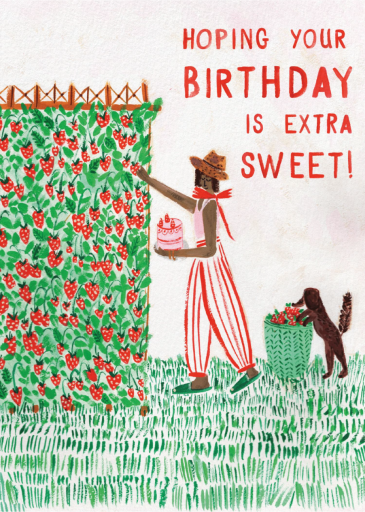 Strawberry Picking Birthday Card