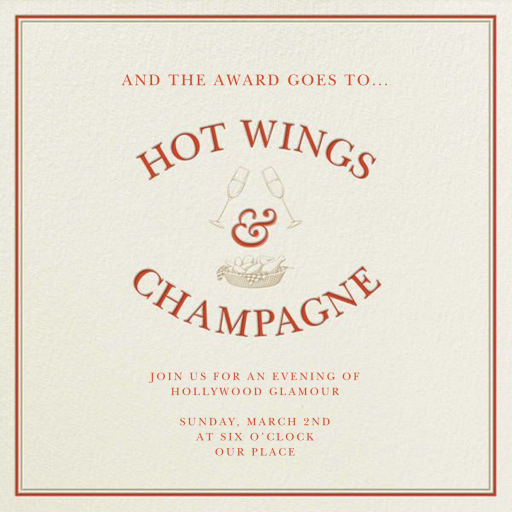 Chicken Wings - Viewing Party Invitation by Derek Blasberg