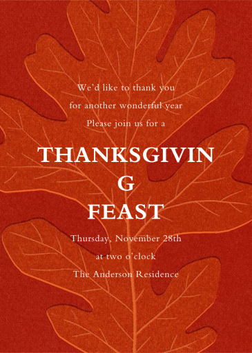 Pressed Oak - Thanksgiving Invitation by Paperless Post