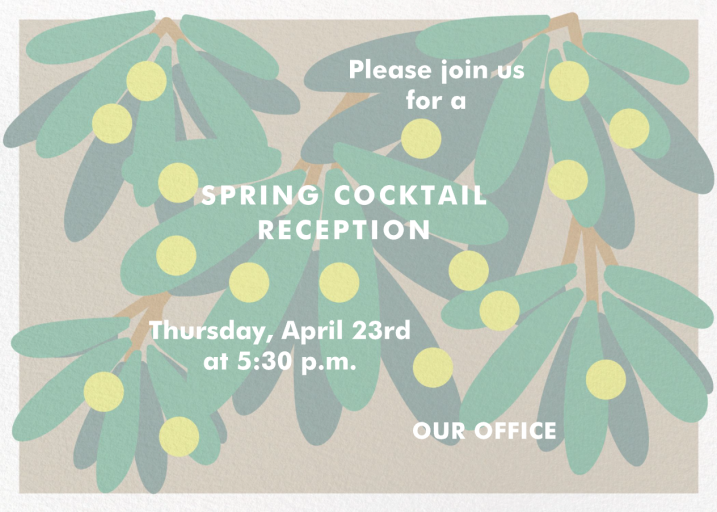 Lemon Drop Greenery - Cocktail Party Invitation by Gold Rush Paper