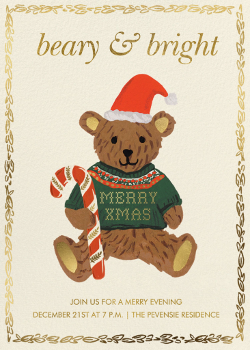 Christmas Teddy Bear Invitation