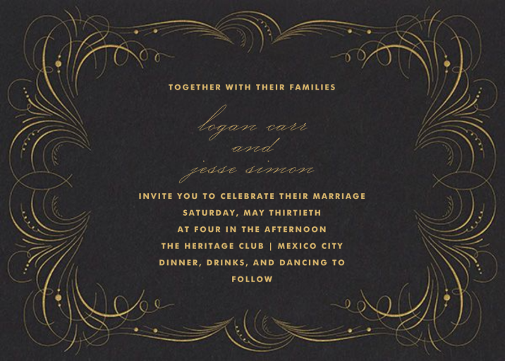 Gold Flourish - Valentine's Day Invitation by The Indigo Bunting