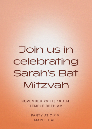 Simplemente radiante: invitación para bar y bat mitzvá de Paperless Post