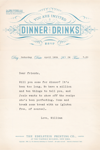 Open Letter - Dinner and Drinks by Annie Atkins